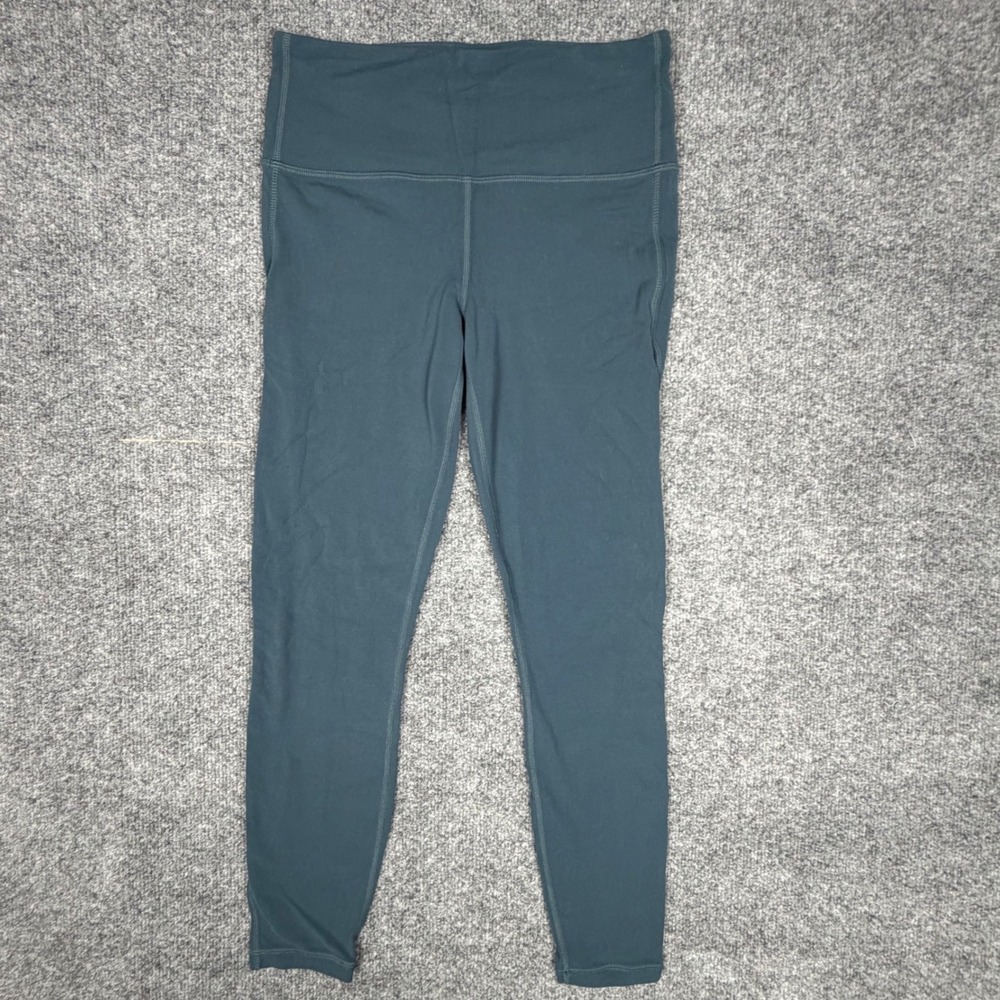 Athleta Womens High Rise Lattice Cut Out Leggings Teal Blue Size S Yoga Training